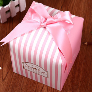 圣诞礼品盒苹果包装盒子高档礼物盒糖果盒大号纸盒条纹蝴蝶结S661