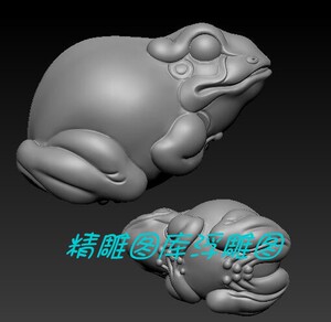 青蛙 玉雕三维立体图圆雕图雕刻机图纸 stl文件蛤蟆 3d模型006
