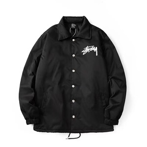潮牌stussy教练夹克外套斯图西男女同款情侣宽松运动翻领加厚棉服
