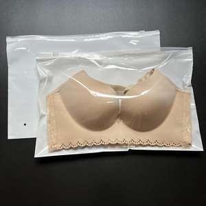 现货pe内衣文胸夹链袋一面透明一面乳白空白塑料袋服装包装拉链袋
