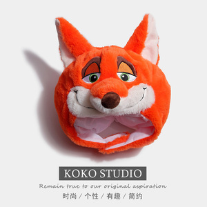 少女心橘色狐狸头套帽子可爱创意网红表演搞笑拍照卖萌道具头饰