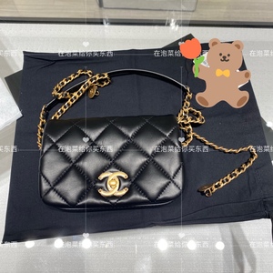韩国代购 香奈儿 chanel 季节限定 大mini 牛皮 黑金 单肩斜跨包
