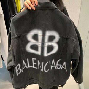 Balenciaga/巴黎世家 白色BB 涂鸦夜光 黑灰色 牛仔衣夹克外套