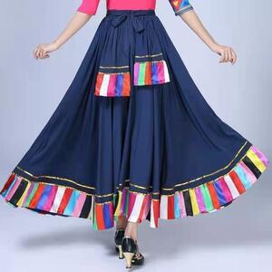 少数民族风藏族舞蹈服装女高丝宝锅庄卓玛半身裙练习古典网红