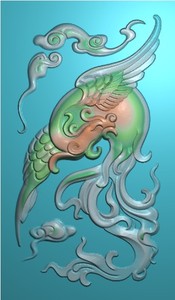 凤凰 单凤玉雕 精雕图 浮雕图 灰度bmp 电脑雕刻 jdp 凤 牌子挂件