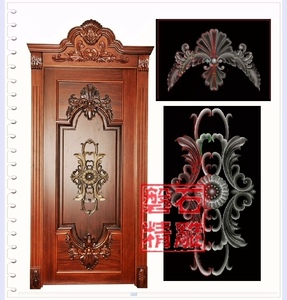 欧式大门洋花冒头洋贴花精雕图浮雕灰度图电脑雕刻门花门上花杨花