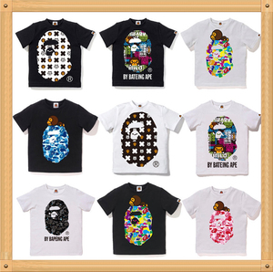 日本潮牌bape日系童装猿人头夏季亲子棉短袖T恤男女儿童卡通上衣