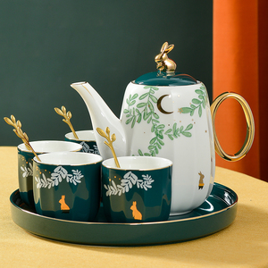 北欧网红陶瓷水具家用客厅凉冷水壶下午茶具茶壶茶杯套装带托盘