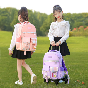 拉杆书包小学生女孩儿童一二三到六年级女生公主背包爬楼梯大容量