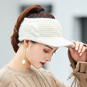 2018新款露头发的帽子秋冬女可扎马尾适合高空顶毛线保暖头顶休闲