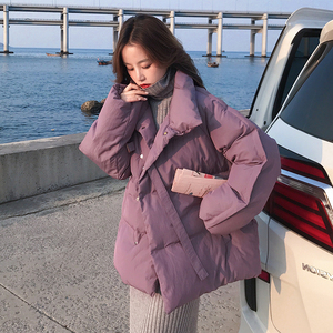 香芋紫色羽绒棉服女生冬季新款小个子温柔风短款棉袄韩系棉衣外套