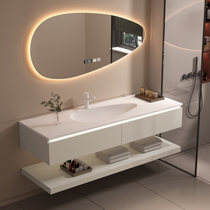 雷诗曼可丽耐亚克力一体盆浴室柜组合水滴盆洗手池极简风酒店卫浴