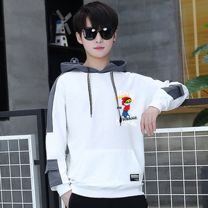 秋季长袖戴帽子t恤男连冒卫衣修身体桖衫t休闲学生上衣服带帽啼血