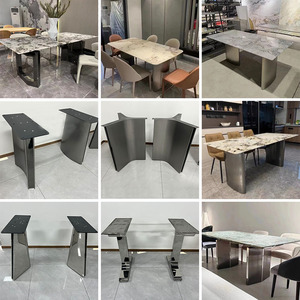 奢石餐桌腿岩板餐台脚不锈钢餐桌支架碳素钢家用岩板长桌倒台单边