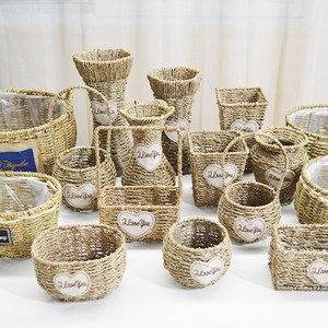 田园创意编织柳编草编藤编花盆插花花篮手工多肉盆栽绿萝竹编篮子