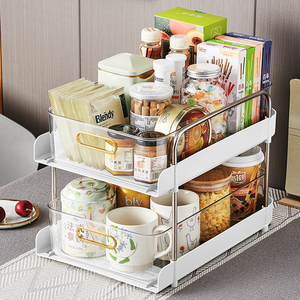 餐桌置物架收纳架桌面神器大容量双层零食杯子杯架饭桌上架子