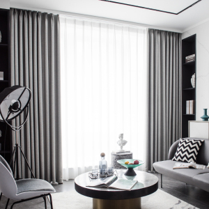 灰色窗帘简约现代北欧风格