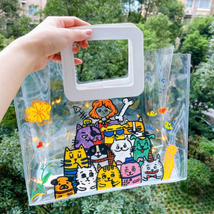 幼儿园手绘diy涂鸦透明袋子儿童创意手工母亲礼物伴手礼pvc手提袋