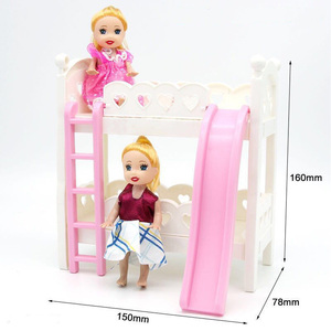 儿童过家家小芭比娃娃配件卧室家具上下铺双人双层公主床女孩玩具