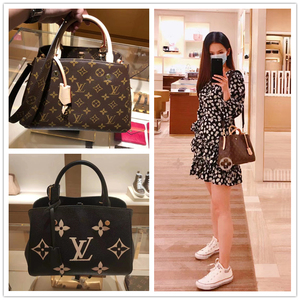lv/女包montaigne bb经典老花蒙田包中号单肩斜挎手提包m41055