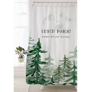 北欧简约现代绿色植物隔断卫生间厨房窗帘门帘涤纶浴帘挪威的森林