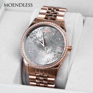 vivienne westwood wallace雕花纹路土星西太后玫瑰金石英手表