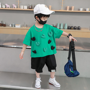 男童夏装套装洋气2022新款男孩酷帅夏天短袖潮网红炸街潮宝宝童装