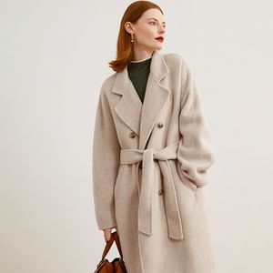 奥芝国 法式进口安哥拉绒羊毛双面呢大衣女秋冬3色米色毛呢外套