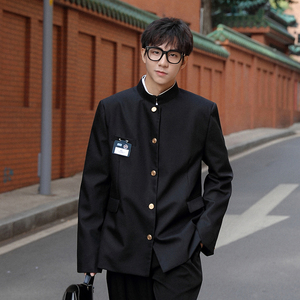 dk制服外套情侣日系立领中山装男热血高校校服休闲小西服诘襟西装