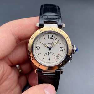 卡地亚帕莎系列男士自动机械腕表18k黄金表圈时尚大气男表