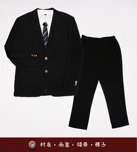 【出租】黑色dk制服男生jk毕业学生日系衬衫西装外套租赁