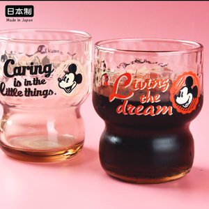日本aderia石塚硝子迪士尼可爱卡通米老鼠复古锤纹玻璃杯早餐杯子