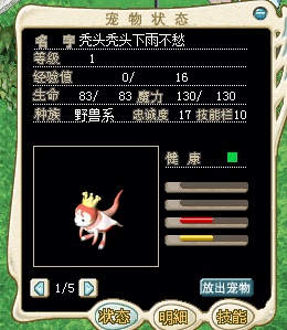 魔力宝贝怀旧牧羊 宠物 鼠王 1级 招牌 带散步