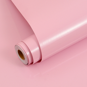 高光粉色墙纸自粘宿舍女桌面衣柜家具柜子纯色翻新贴纸防水壁纸贴