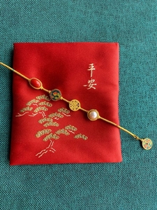 烧蓝红色手链小众设计贝珠紫气东来花丝串珠链百搭款珍珠手串高端
