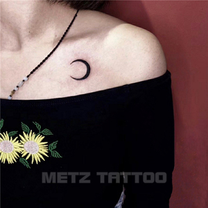 metz纹身贴防水男女持久性感锁骨黑色月亮小图案贴纸暗黑系ins风