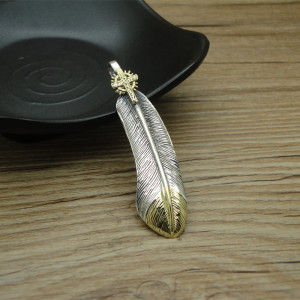 s925纯银吊坠 复古泰银羽毛链坠印第安风格饰品时尚潮品男女潮品