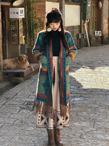 西藏旅行云南旅游穿搭女装春秋新疆民族风外套川西北波西米亚开衫