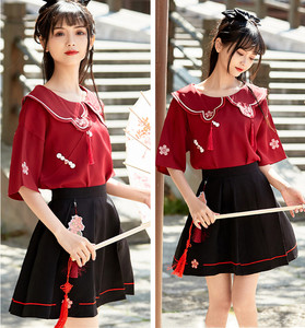 夏装中国风日常古风裙子套装学生薄款汉服元素改良版连衣裙两件套