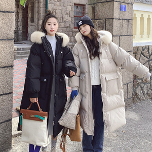 闺蜜装羽绒棉服女中长款2021冬季新款宽松加厚过膝姐妹装棉衣外套
