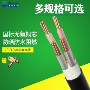 国标电缆线YJV2 3 4 5纯铜芯线10 16 25 35平方三相线户外3+1电线