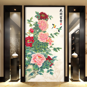 工笔牡丹背景墙壁纸壁画墙纸
