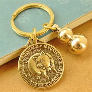 纯黄铜十二生肖钥匙扣吊坠男女个性创意汽车钥匙链挂件挂饰配件