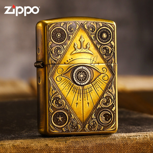 打火机zippo正品黄铜盔甲贴章荷鲁斯之眼芝宝官方原装男士送礼