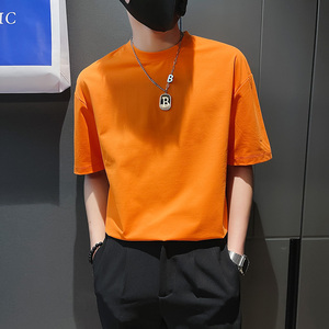 社会小伙短袖宽松纯色圆领t恤青少年男生xs矮个子s号小码半袖体恤