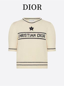Dior/迪奥 24夏季新款经典五角星字母logo泡泡袖针织衫短袖毛衣女