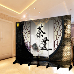 茶艺茶道茶馆屏风隔断玄关会所茶社茶楼茶室茶叶店棋牌背景墙折屏