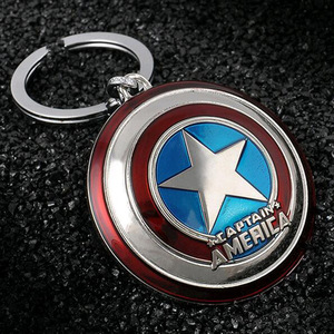 欧美电影周边美国队长经典振金盾牌金属汽车钥匙链标志挂件钥匙