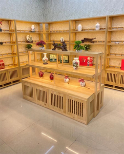 实木定制茶叶茶盘茶具展示柜瓷器多层中岛柜文玩双面多功能陈列柜