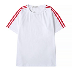 甜蜜暴击鹿晗同款衣服三条杠短袖白色宽松休闲情侣男女t恤